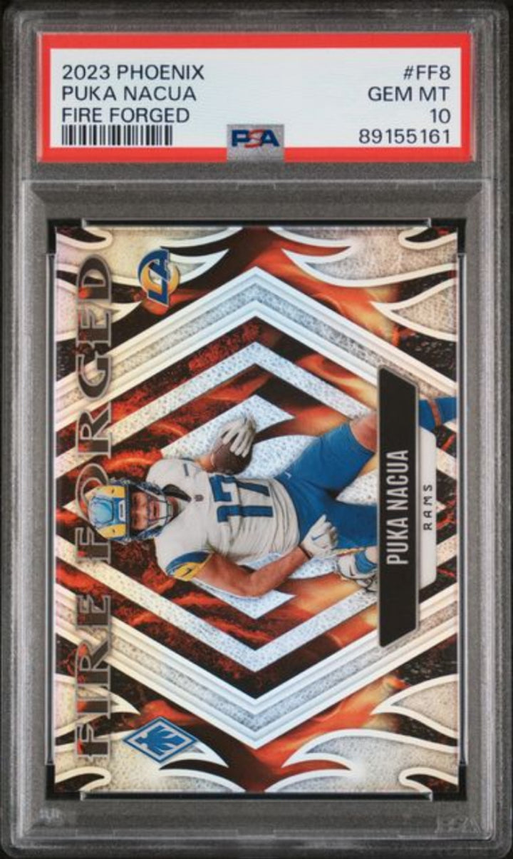 Graded 2023 Panini Phoenix Puka Nacua #FF8 Fire Forged Rookie RC Card PSA 10