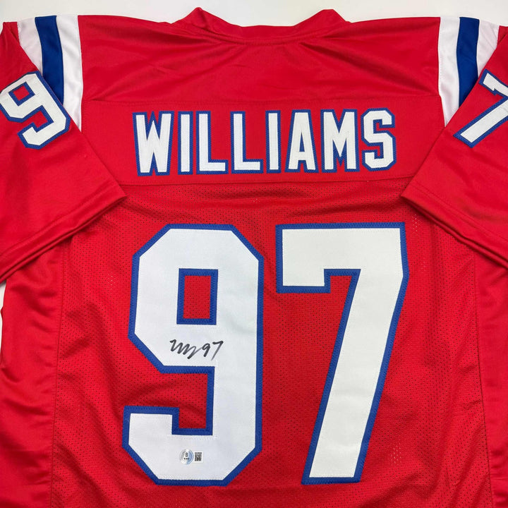 Autographed/Signed Milton Williams New England Red Jersey Beckett BAS COA