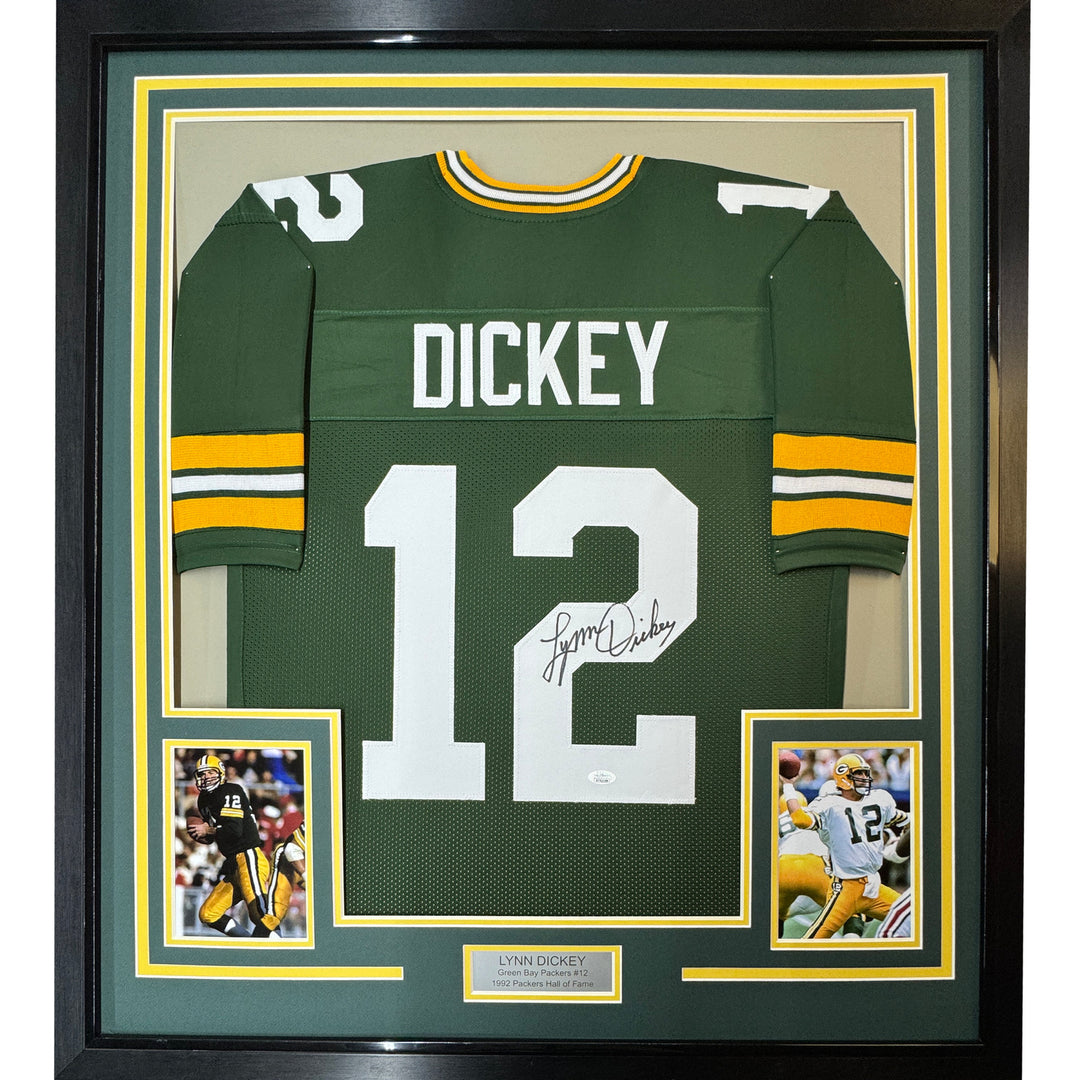 FRAMED Autographed/Signed LYNN DICKEY 33x42 Green Bay Green Jersey JSA COA Auto