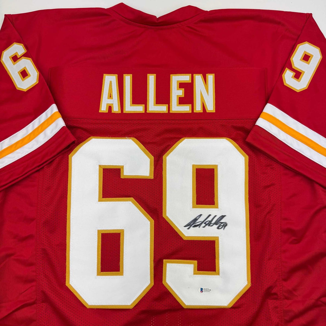 Autographed/Signed Jared Allen Kansas City Red Jersey Beckett BAS COA