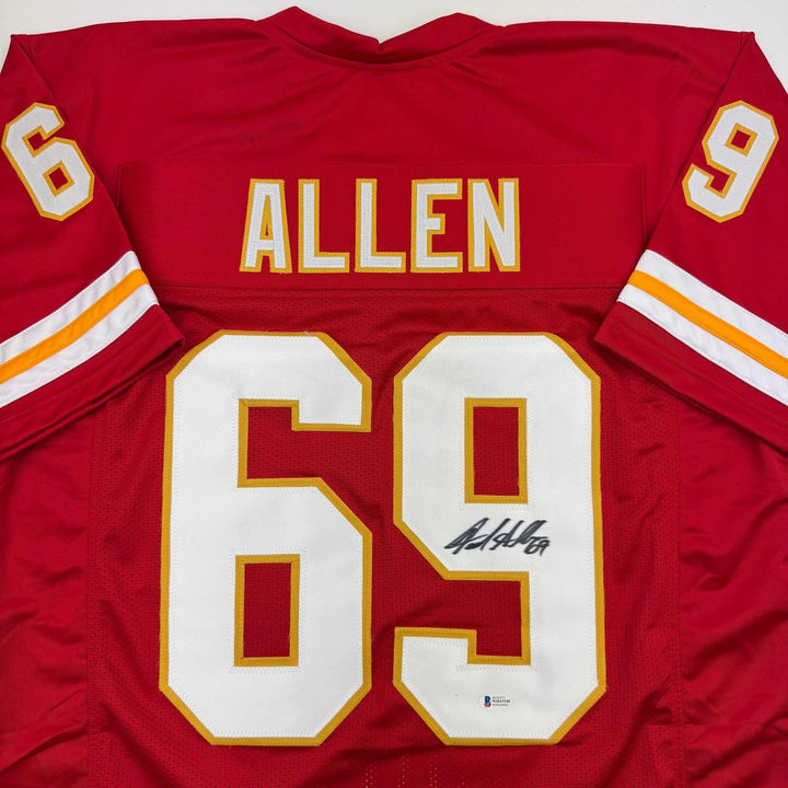 Autographed/Signed Jared Allen Kansas City Red Jersey Beckett BAS COA