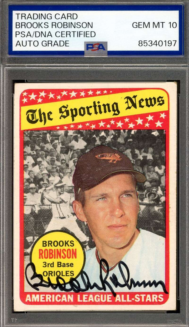 Brooks Robinson Gem Mint 10 PSA DNA Signed 1969 Topps All Star Autograph