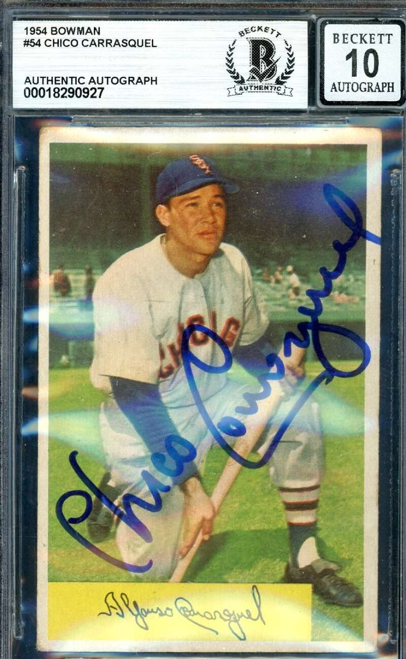 Chico Carrasquel Gem Mint 10 Beckett BAS Signed 1954 Bowman Autograph