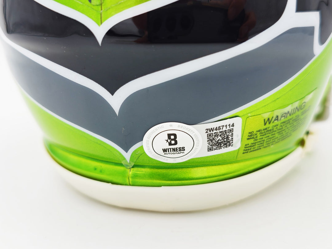 Kenneth Walker III Signed Seahawks Flash Green Speed Mini Helmet Beckett Witness
