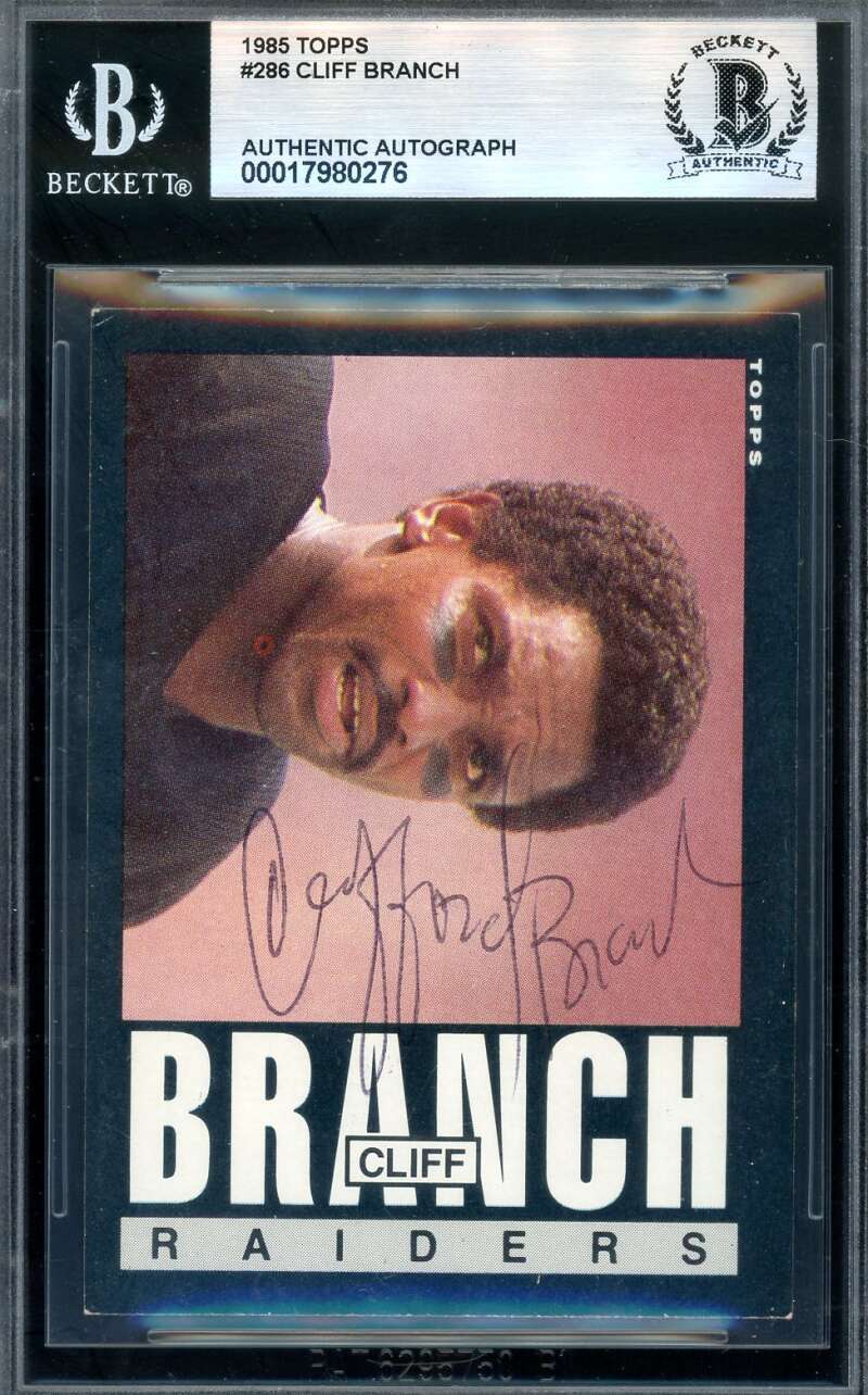 Cliff Branch Beckett BAS Vintage Signed 1985 Topps Autograph