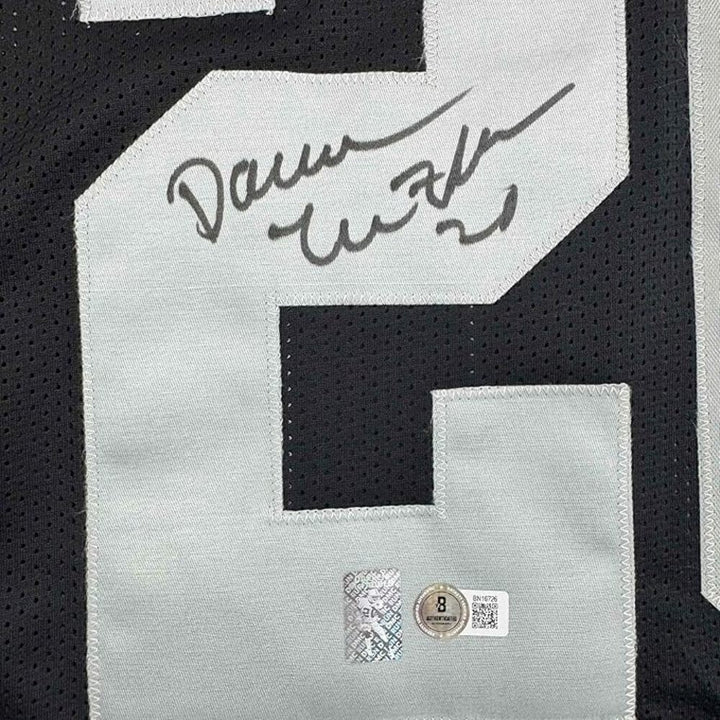 Framed Autographed/Signed Darren McFadden 35x39 Oakland Black Jersey Beckett COA