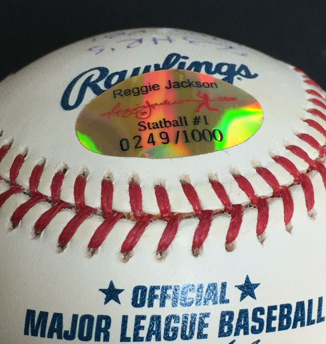 Reggie Jackson Signed 17 Stat Baseball Hof Mvp 563 Autograph RJ.com COA LE /1000