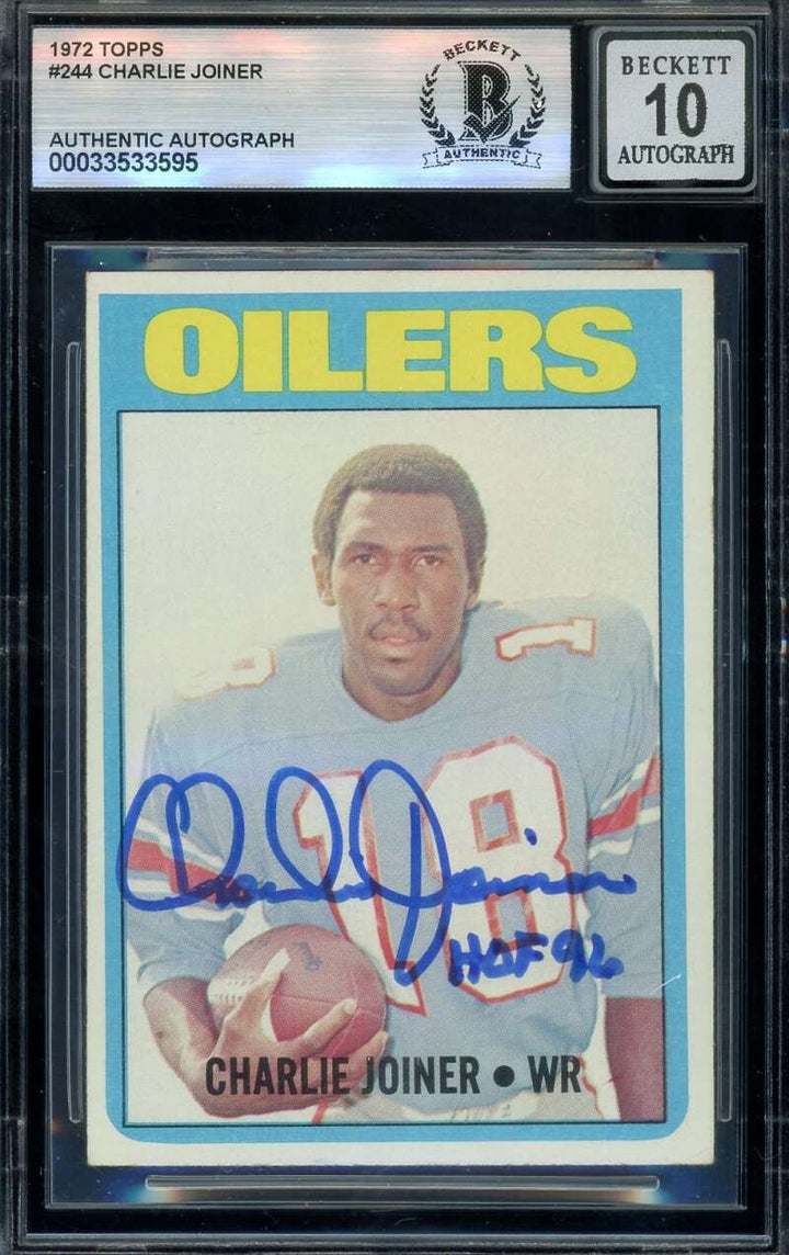 Charlie Joiner Gem Mint 10 Beckett BAS Signed 1972 Topps Rookie Autograph