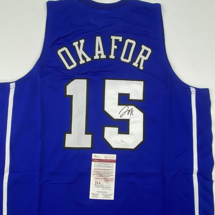 Autographed/Signed JAHLIL OKAFOR Duke Blue College Jersey JSA COA Auto