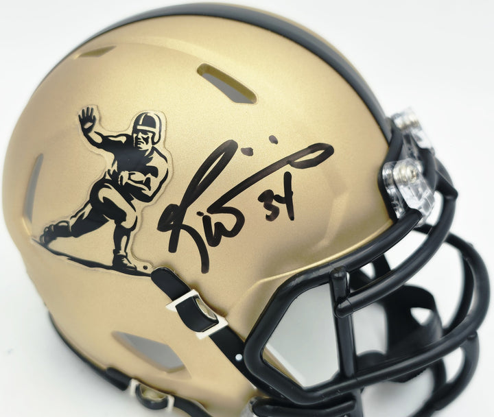 Ricky Williams Signed Texas Longhorns Gold Heisman Logo Speed Mini Helmet JSA