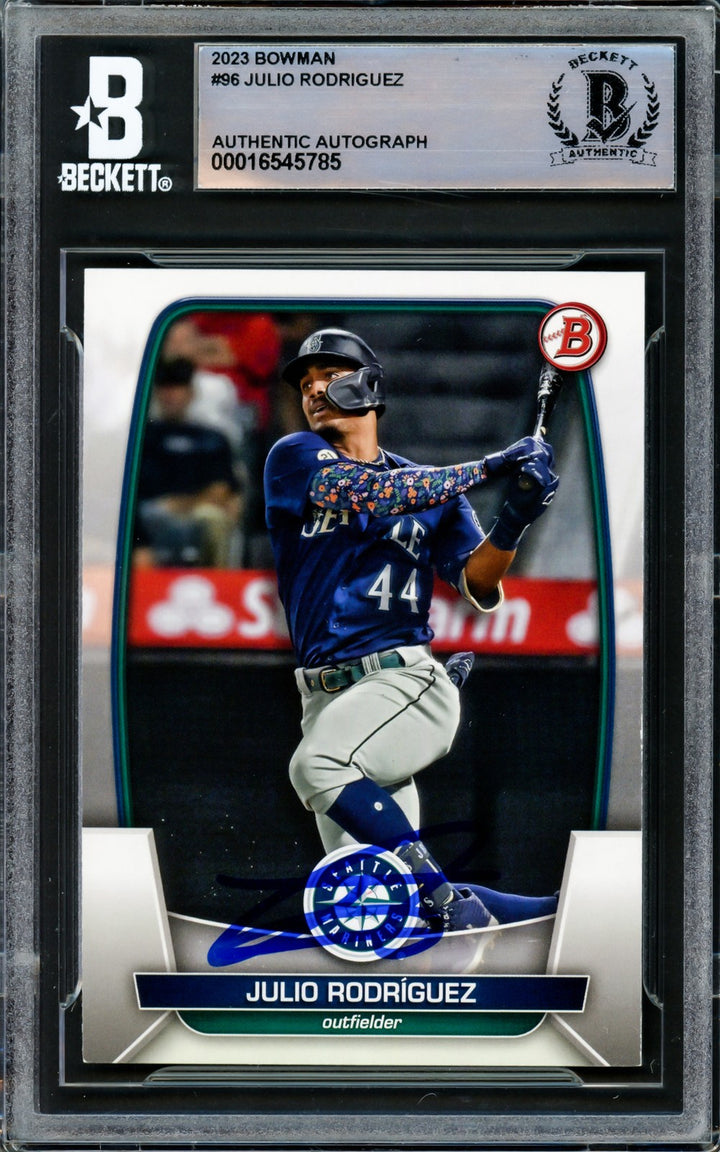 Julio Rodriguez Signed 2023 Bowman Card #96 Seattle Mariners Beckett #16545785