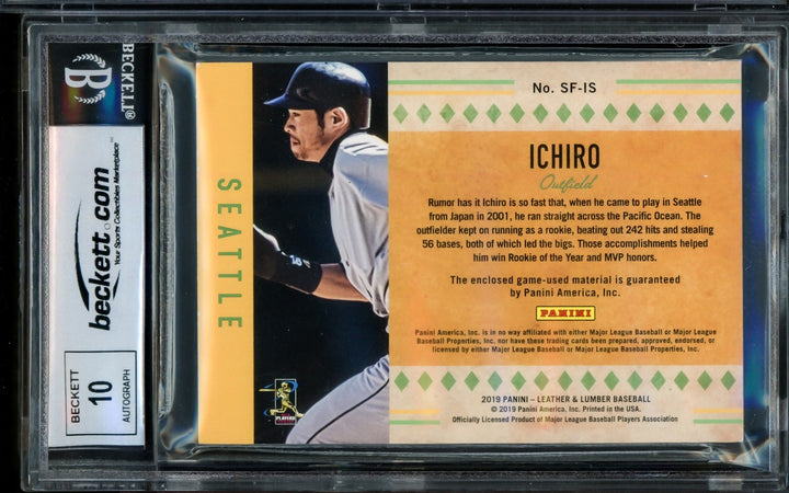 Ichiro Suzuki Signed 2019 Panini Leather & Lumber Sweet Feet Platinum Blue Card
