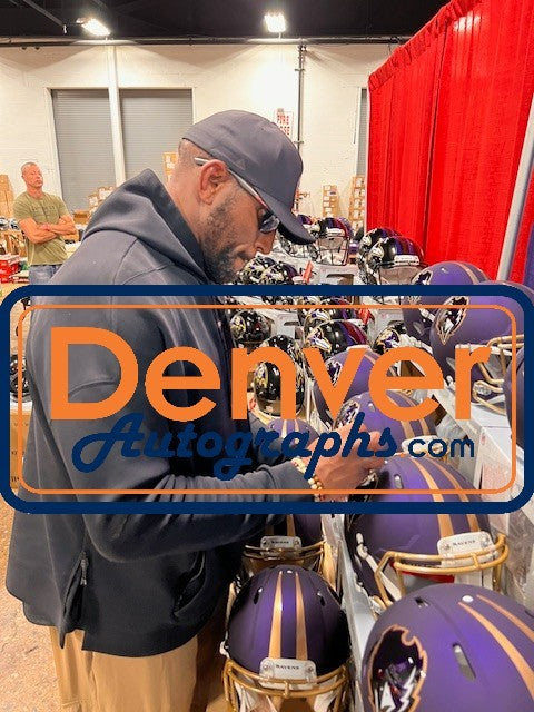 Ray Lewis Autographed Baltimore Ravens Pro 24 Alt Helmet Beckett Witness 56163