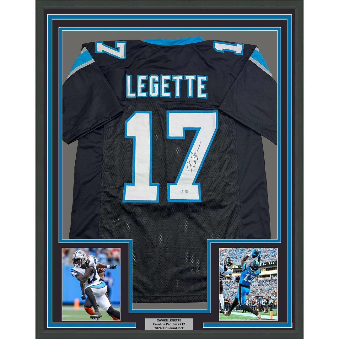 Framed Autographed/Signed Xavier Legette 35x39 Black Jersey BAS COA