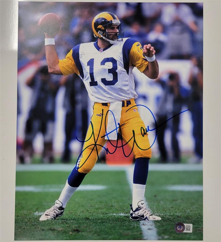 Kurt Warner signed Rams 11x14 Photo #2 autograph (C) ~ Beckett BAS Holo