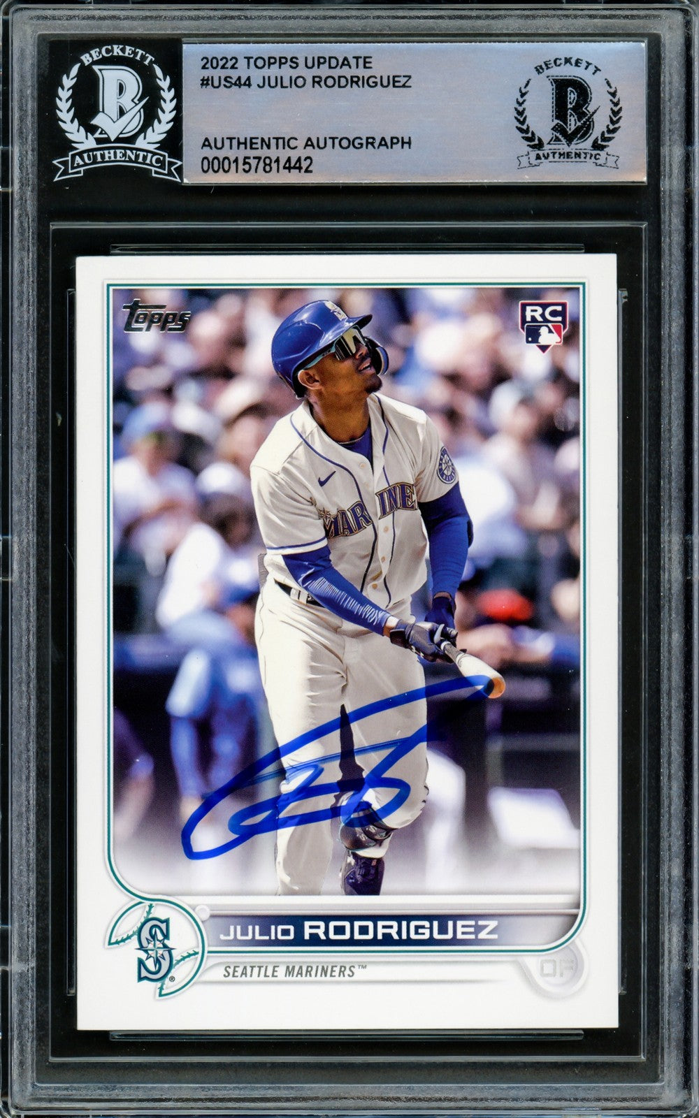 Julio Rodriguez Auto Signed 2022 Topps Update RC US44 Seattle Mariners Beckett