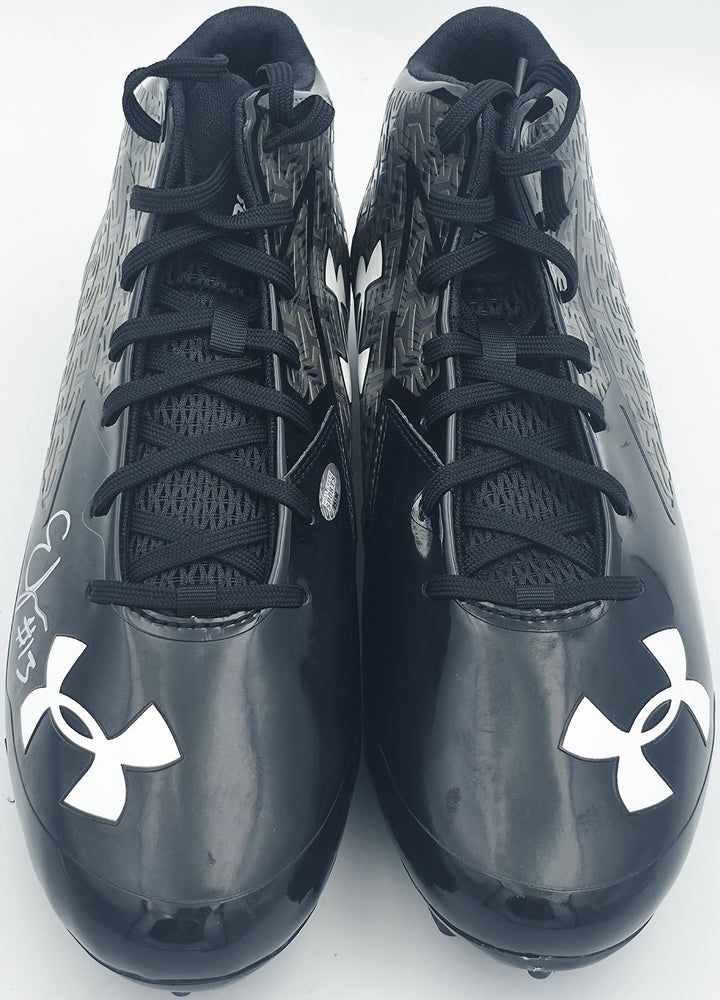 Ernest Jones IV Auto Pair of Black Under Armour Cleats Seahawks Size 10.5