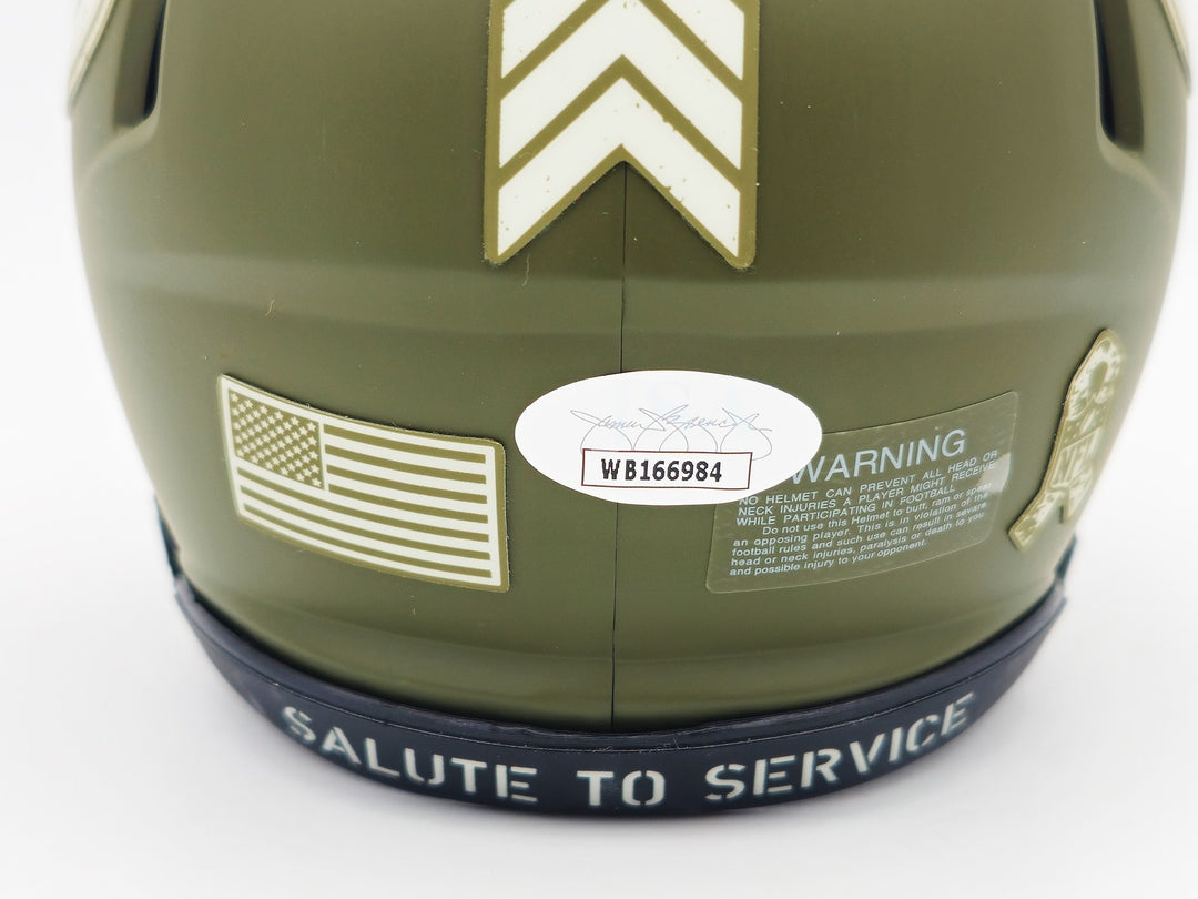 Montez Sweat Signed Bears Army Green Salute to Service Speed Mini Helmet JSA