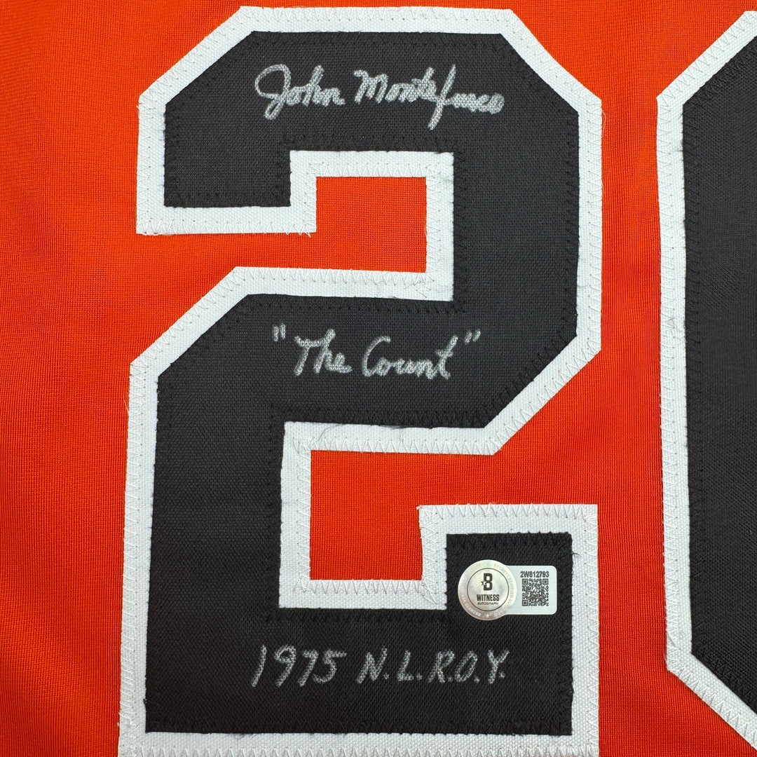 Autographed/Signed John Montefusco San Francisco Orange Baseball Jersey BAS COA