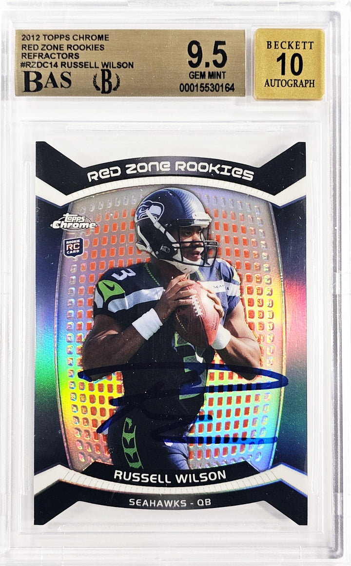 Russell Wilson Auto 2012 Topps Chrome Red Zone Refractor RC RZDC-14 BGS9.5 Sig10