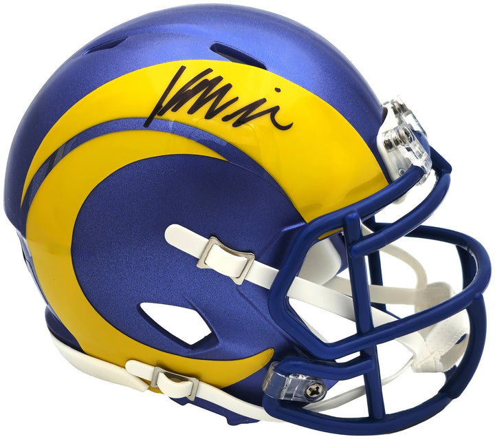 Kyren Williams Signed Los Angeles Rams Blue Speed Mini Helmet Beckett Witness