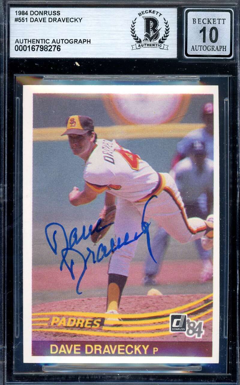 Dave Dravecky Gem Mint 10 Beckett BAS Signed 1984 Donruss Autograph