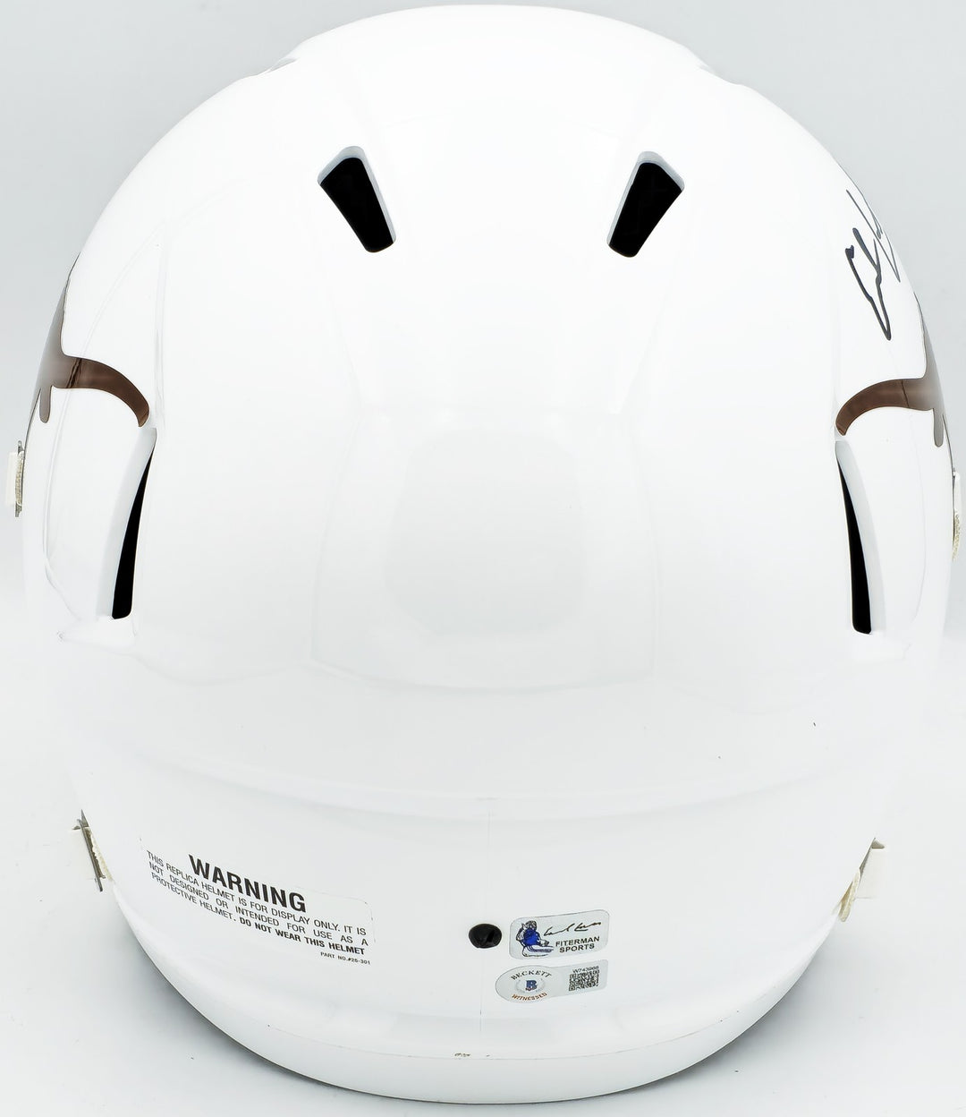 Earl Campbell Auto Texas Longhorns White Full Size Rep Speed 2021 Helmet Beckett