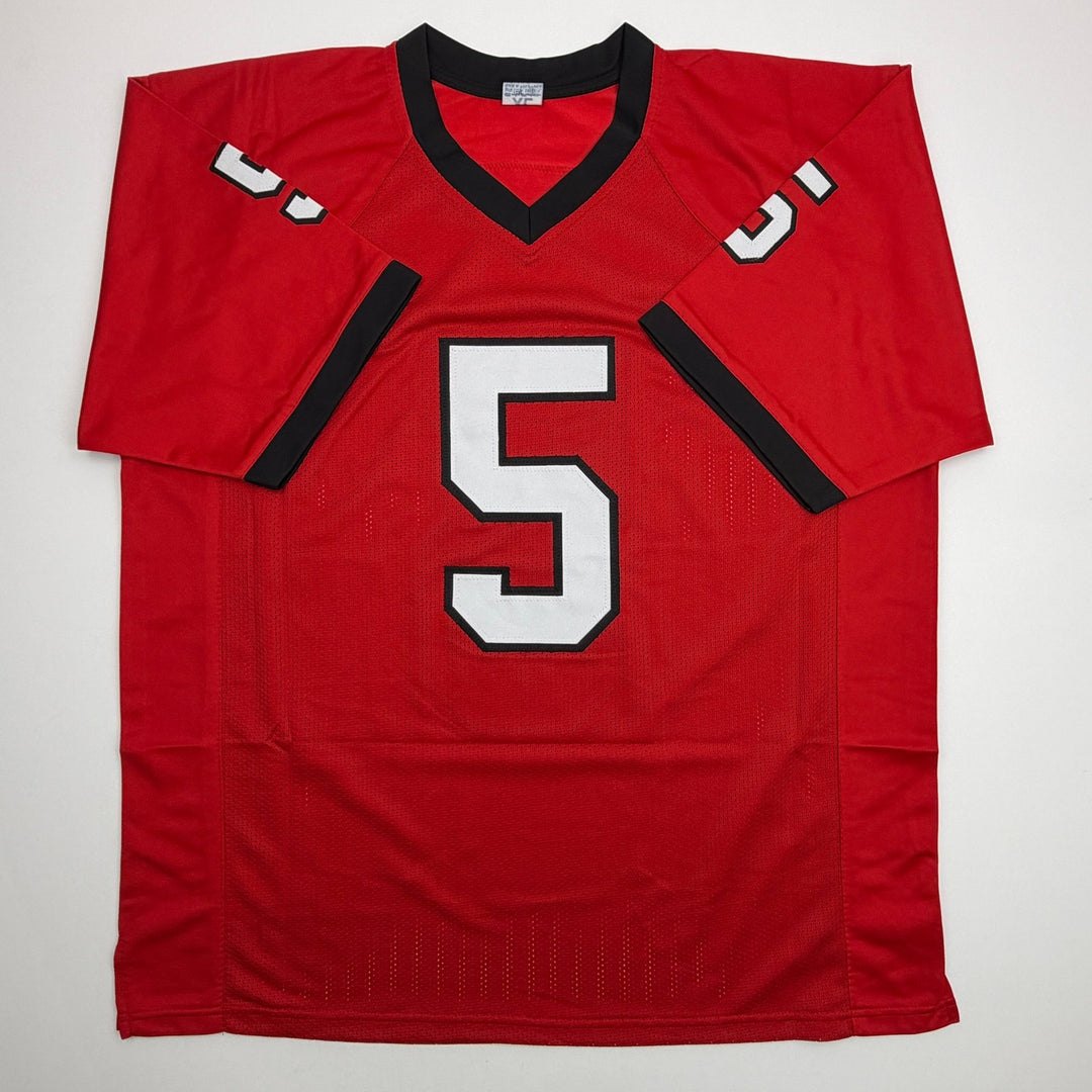 Autographed/Signed Garrison Hearst 3232 Yards Georgia Red Jersey Beckett BAS COA