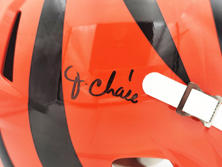 Ja'Marr Chase Signed Bengals Orange Full Size Speed Replica Helmet Beckett Wit