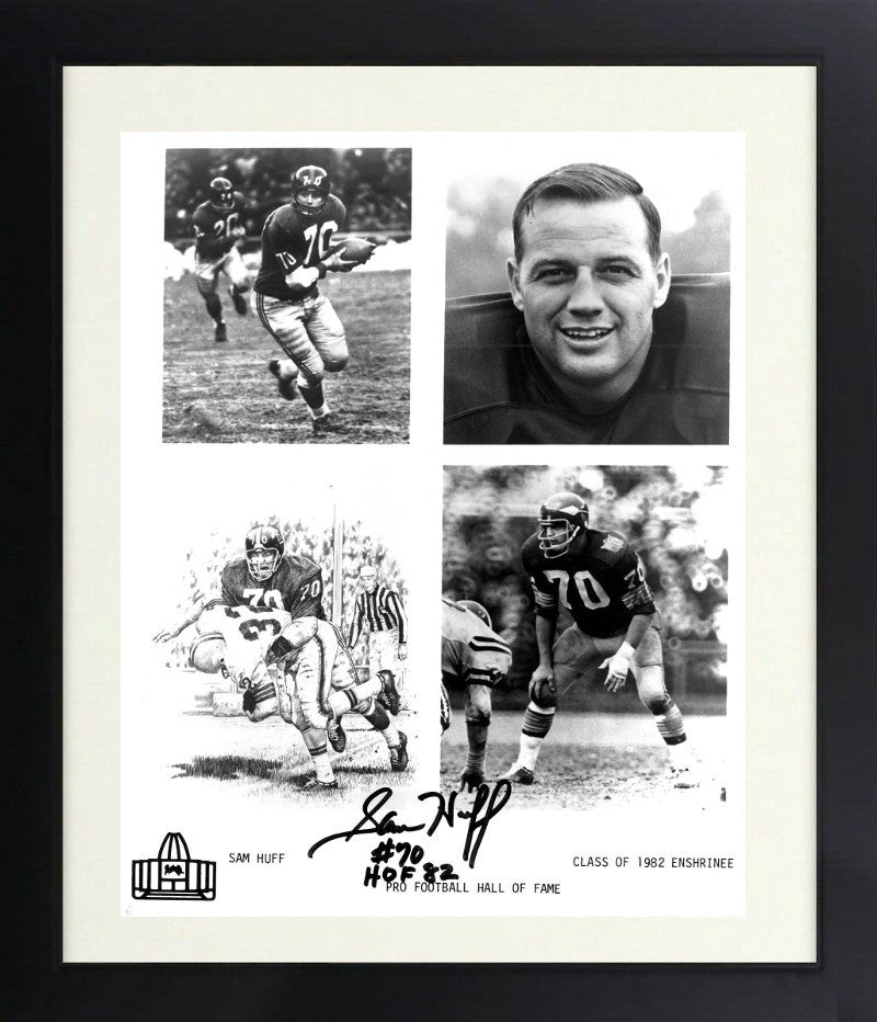 Sam Huff signed Washington/Giants HOF Enshrinee 8x10 Photo HOF dings Framed- COA