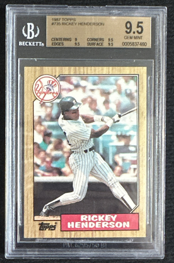 1987 Topps Rickey Henderson #735 BGS 9.5 GEM MINT HOF YANKEES BEAUTY