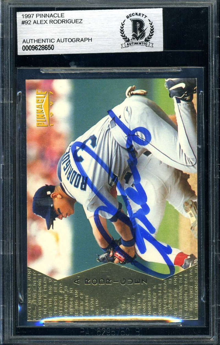 Alex Rodriguez BAS Beckett Coa Autograph 1997 Pinnacle Hand Signed