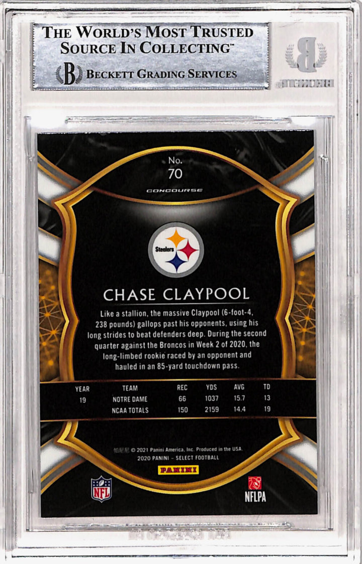 Chase Claypool Signed 2020 Panini Select #70 Rookie Card Beckett Slab 40739