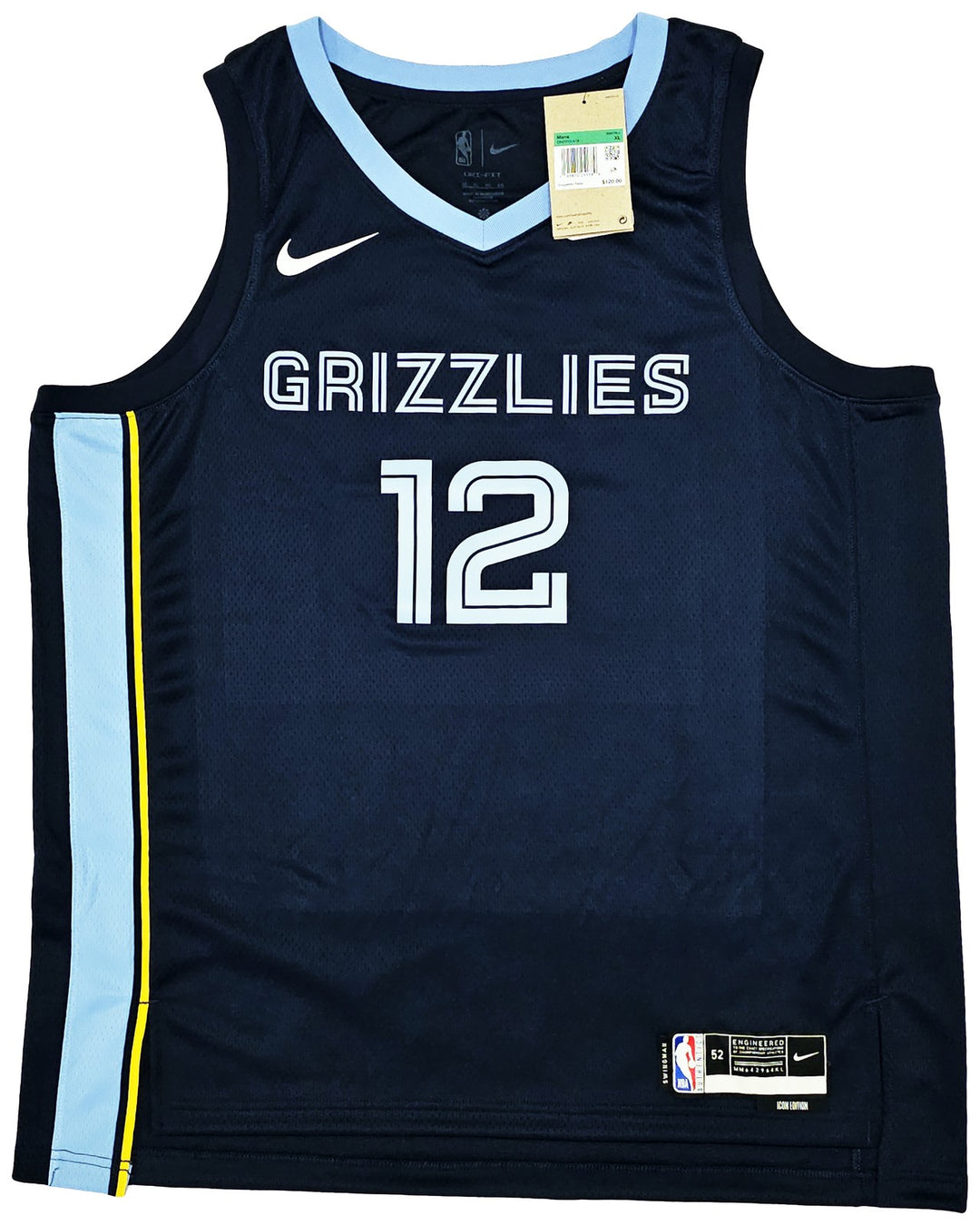 Grizzlies Ja Morant Auto Dark Blue Nike Icon Edition Swingman Jersey Size 52 BAS