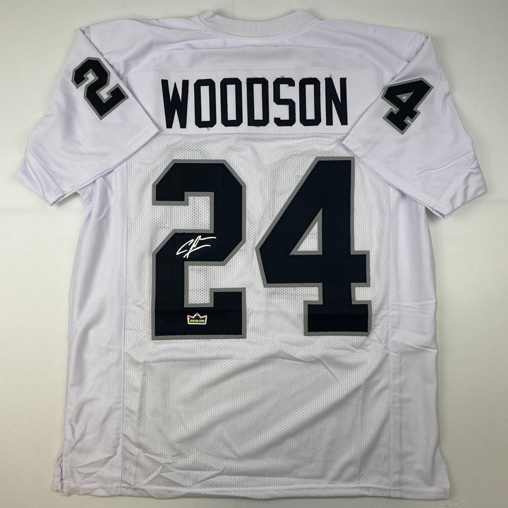 Facsimile Autographed Charles Woodson Oakland Vegas White Reprint Jersey Mens XL