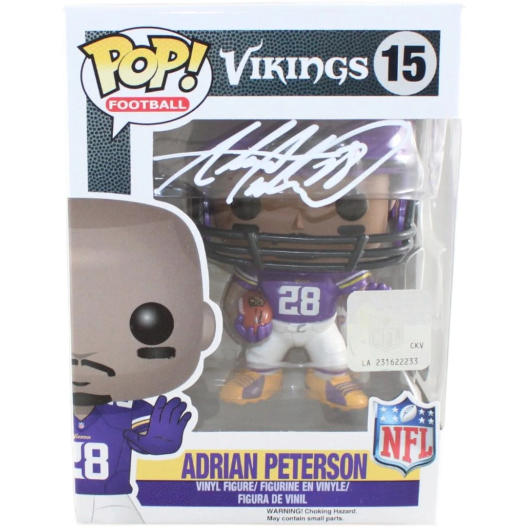 Adrian Peterson Autographed Minnesota Vikings Funko #15 Becket Witness 58838
