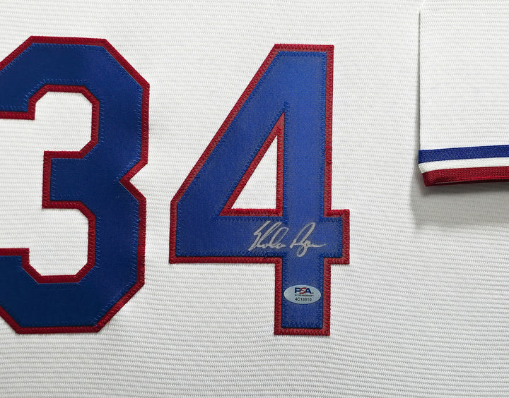Nolan Ryan Signed Framed Rangers White Nike Jersey PSA/DNA
