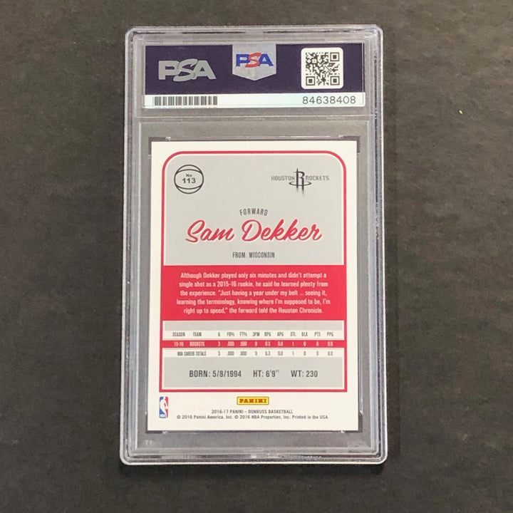 2016-17 Panini Donruss #113 Sam Dekker Signed Card AUTO PSA Slabbed RC Rockets