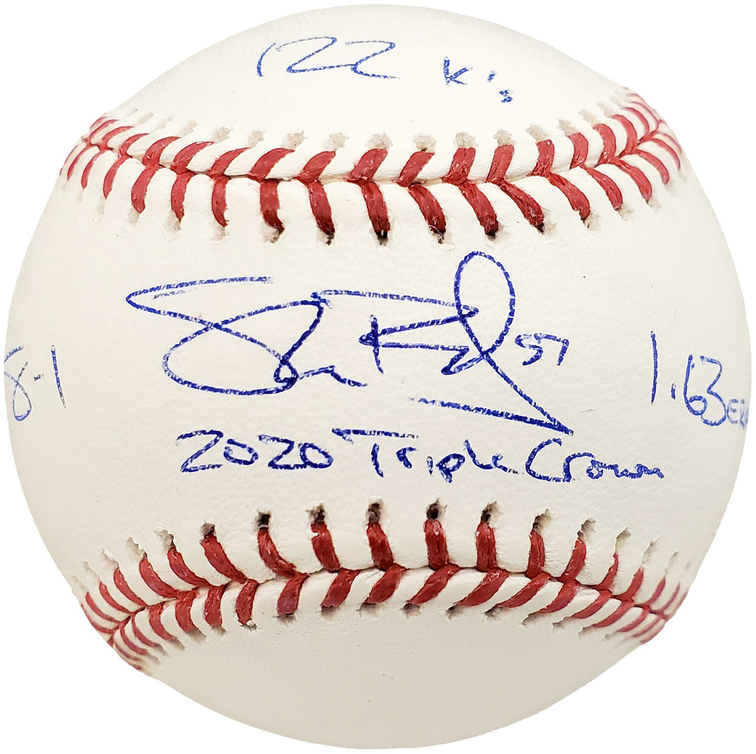 Shane Bieber Signed MLB Baseball Cleveland Indians With 3 Stats Beckett