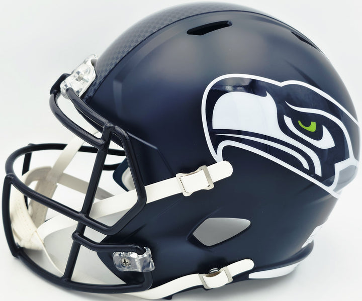 Malcolm Smith Signed Seahawks Blue Full Sz Speed Rep Helmet Beckett Wit