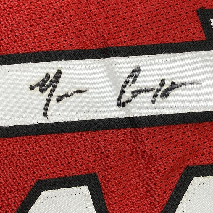 FRAMED Autographed/Signed MARIO CHALMERS 33x42 Red Jersey JSA COA