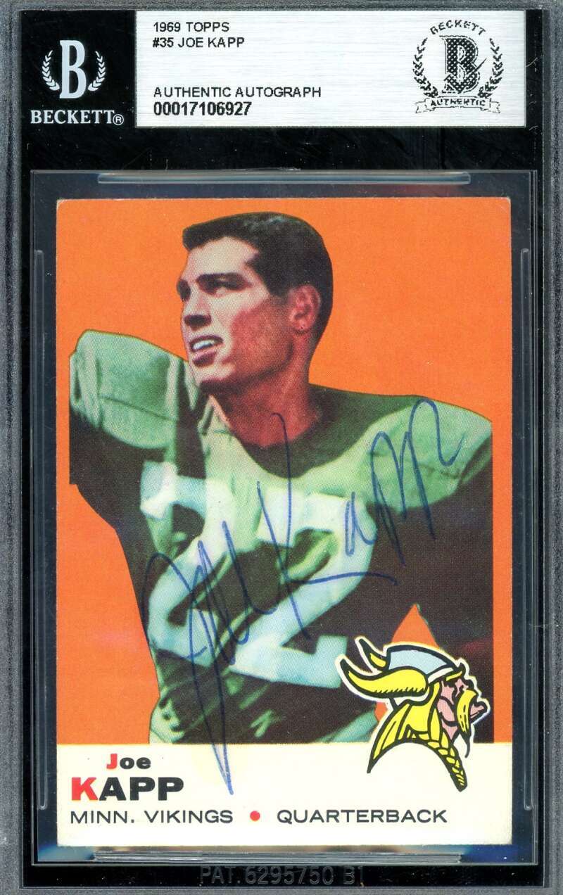 Joe Kapp Beckett BAS Vintage Signed 1969 Topps Autograph
