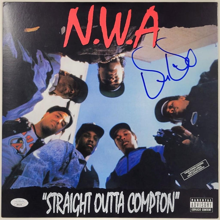 Dr. Dre signed N.W.A "Straight Outta Compton" vinyl record album cover LP JSA