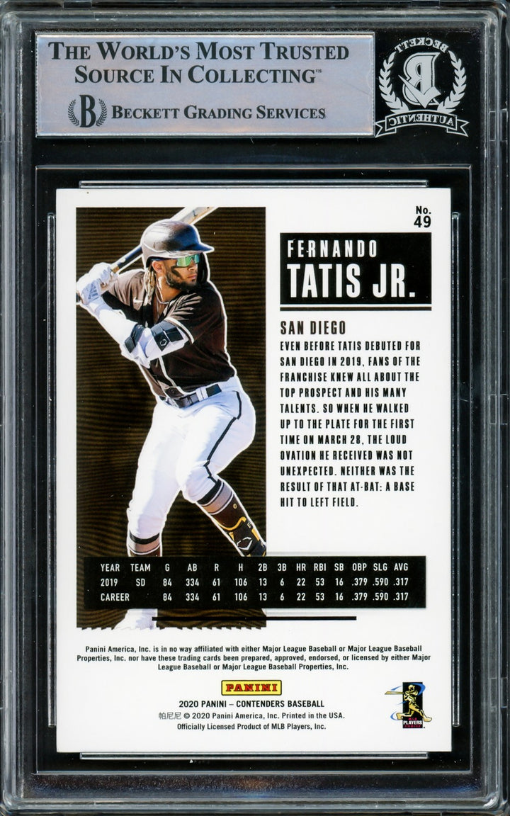 Fernando Tatis Jr. Signed 2020 Panini Contenders Green Card #49 San Diego