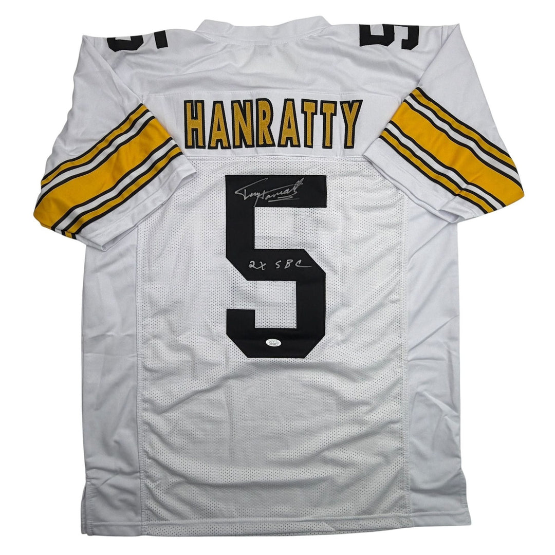 Autographed/Signed Terry Hanratty Pittsburgh White Football Jersey JSA COA