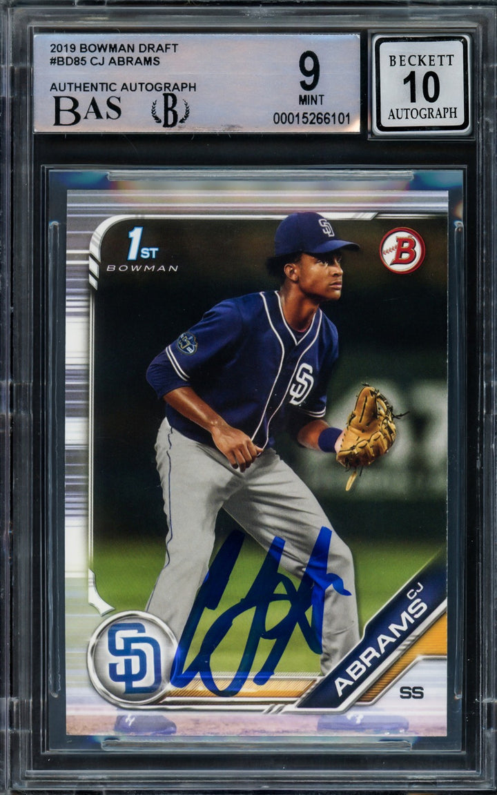 CJ Abrams Signed 2019 Bowman Draft RC BD85 Nationals BGS 9 Auto GM 10 Beckett