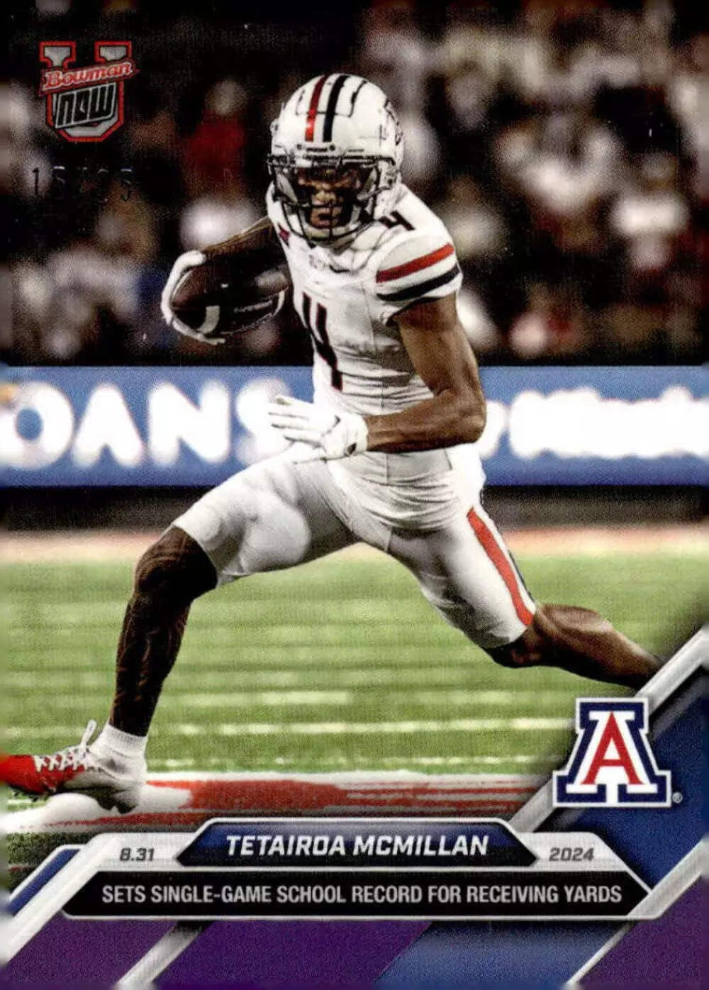 2024 Bowman U Now Tetairoa McMillan #4 Purple /25 Arizona Wildcats Football Card