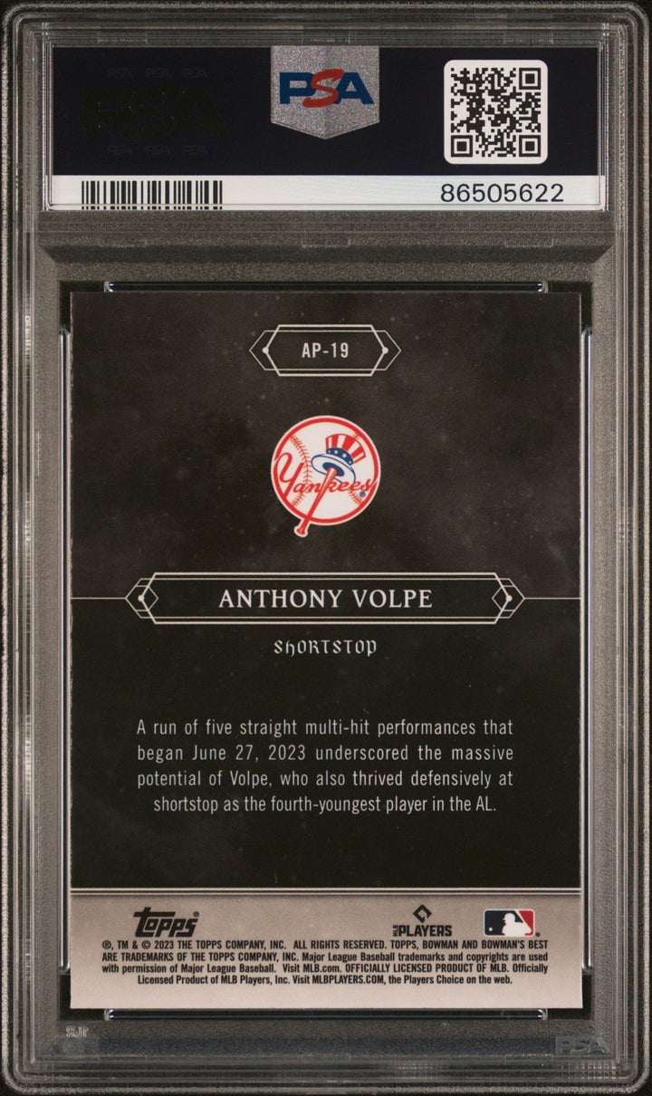 Graded 2023 Bowmans Best Anthony Volpe #AP19 Astral Proj RC Card PSA 10