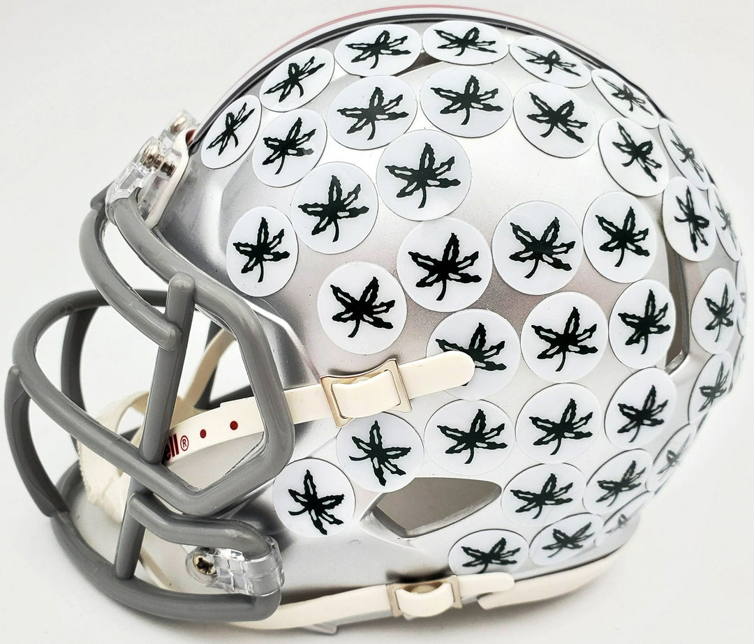 Justin Fields Signed Ohio State Buckeyes Silver Speed Mini Helmet Beckett BAS