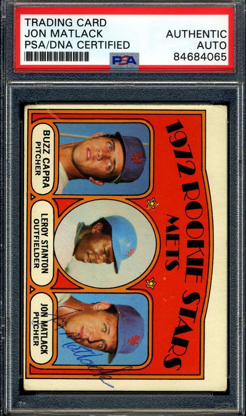 Jon Matlack PSA DNA Signed 1972 Topps Rookie Stars Autograph